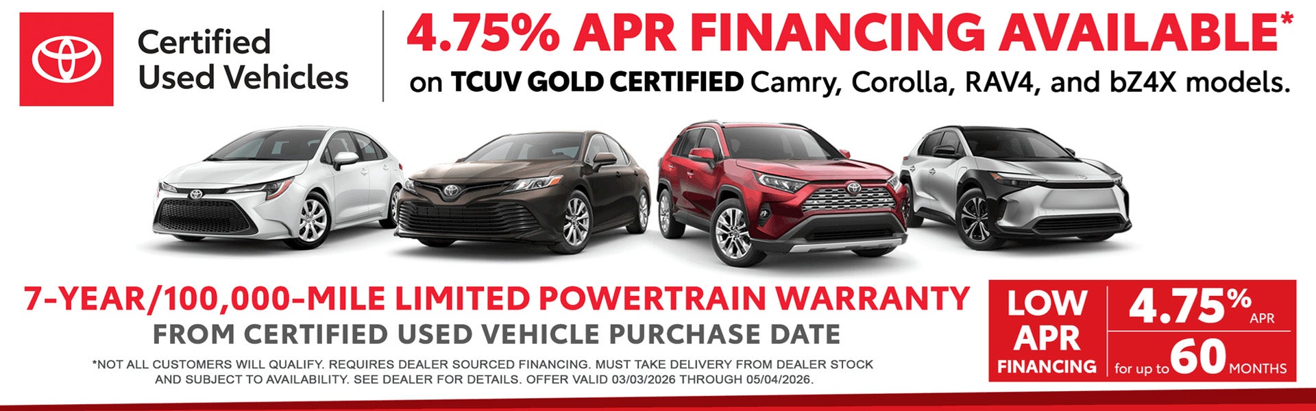 Toyota Certified Used Vehicles Special