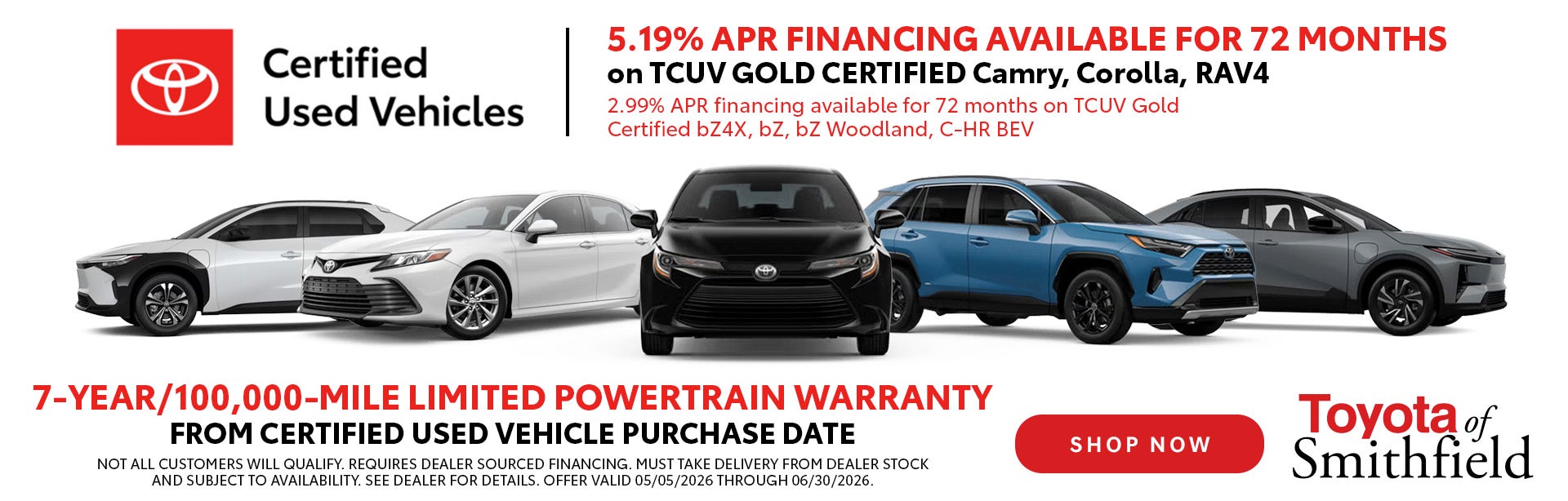 Toyota Certified Used Vehicles Special