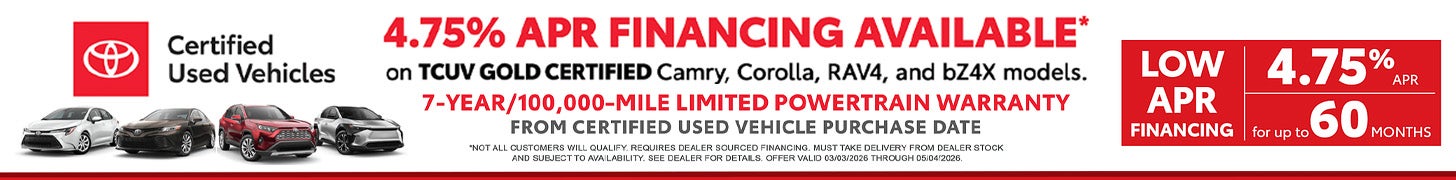 Toyota Certified Used Vehicles Special