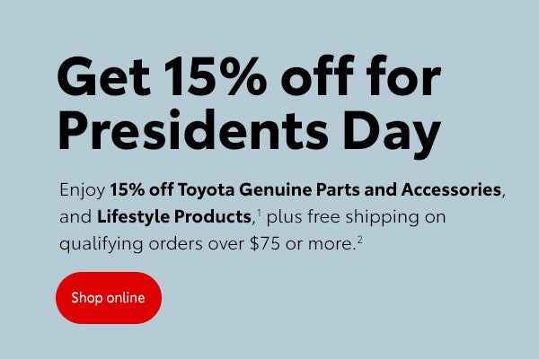 15% Off Toyota Genuine Parts and Accessories and Lifestyle Products